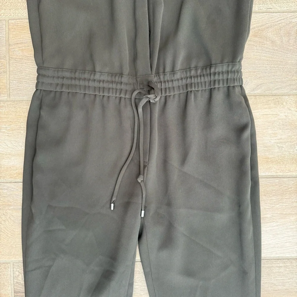 Vince Women’s Sleeveless Jumpsuit Crepe Jogger Drawstring Waist Green 0 - Picture 5 of 10